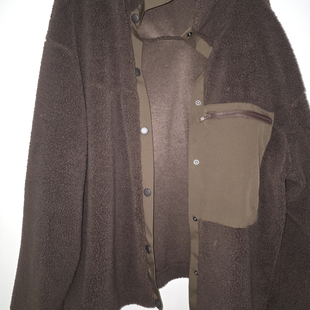 Brown Fleece Jacket with Pocket